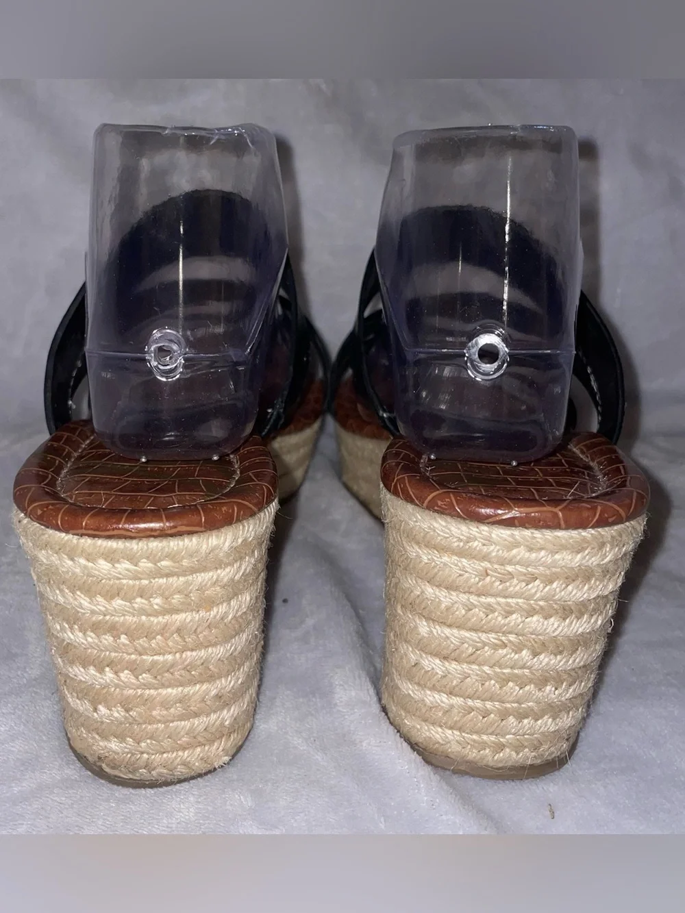 Sam Edelman Women’s Size 10 Raleigh Black Espadrille Wedge Sandals Leather Shoes - Picture 4 of 11